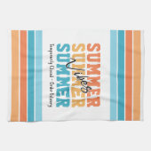Funny Summer Vibes Tropical Stripes Customizable Theedoek (Horizontaal)