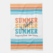 Funny Summer Vibes Tropical Stripes Customizable Theedoek (Verticaal)