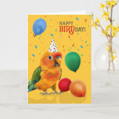 Funny Sun Conure Parrot Birthday Kaart (Gele Bloem)