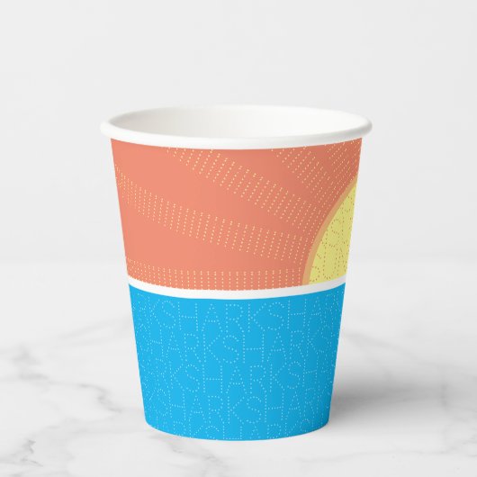 Funny Sun en Sharks Summer Papieren Bekers (Voorkant)