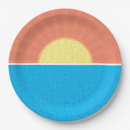 Funny Sun en Sharks Summer Papieren Bordje