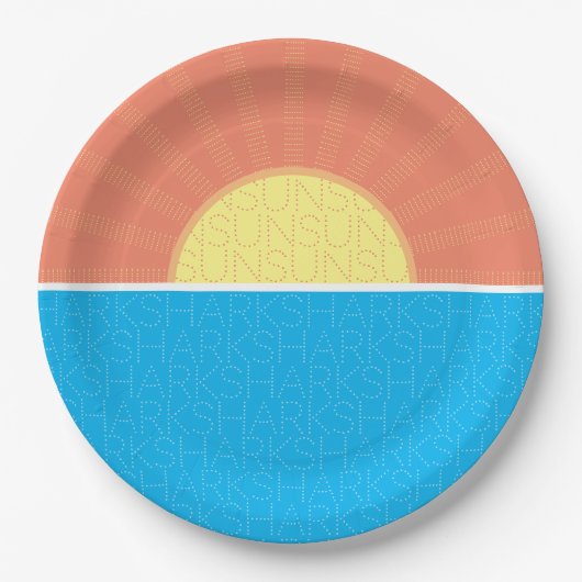 Funny Sun en Sharks Summer Papieren Bordje (Voorkant)