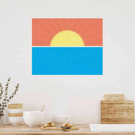 Funny Sun en Sharks Summer Poster (Keuken)