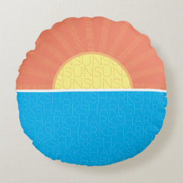 Funny Sun en Sharks Summer Rond Kussen