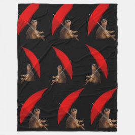 Funny Sun Smart Meerkat onder Umbrella, Fleece Deken