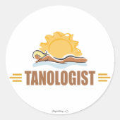 Funny Sun Tanning Ronde Sticker (Voorkant)
