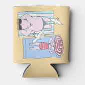 Funny Sunbathers in Beach Hand Drawn Art Blikjeskoeler (Voorkant)