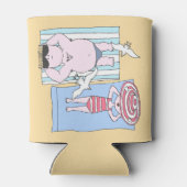 Funny Sunbathers in Beach Hand Drawn Art Blikjeskoeler (Achterkant)