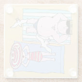 Funny Sunbathers in Beach Hand Drawn Art Glazen Onderzetter (Achterkant)