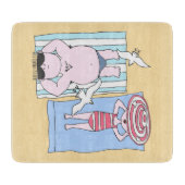 Funny Sunbathers in Beach Hand Drawn Art Snijplank (Voorkant)