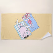 Funny Sunbathers in Beach Hand Drawn Art Strandlaken