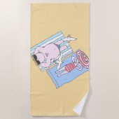 Funny Sunbathers in Beach Hand Drawn Art Strandlaken (Voorkant)