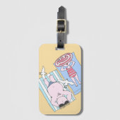 Funny Sunbathing Couple Cartoon Seaside Art Bagagelabel (Voorkant (verticaal))