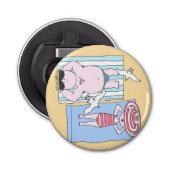 Funny Sunbathing Couple Cartoon Seaside Art Button Flesopener (Voorkant)