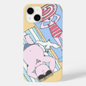 Funny Sunbathing Couple Cartoon Seaside Art Case-Mate iPhone Case (Achterkant)