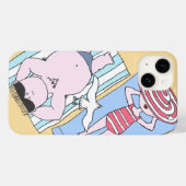 Funny Sunbathing Couple Cartoon Seaside Art Case-Mate iPhone Case (Achterkant (horizontaal))