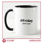Funny Sunday Happy Hour Typografie Mok<br><div class="desc">Geef het geschenk van humor met deze grappige koffie-mok met een vet typografisch ontwerp met aanpasbare tekst met de tekst "Hashtag Friday" en "Happy Hour." Wijzig de tekst om een leuk gepersonaliseerd cadeau voor koffieliefhebbers te creëer. Of u nu op zoek bent naar een leuk cadeau voor een familielid, vriend...</div>