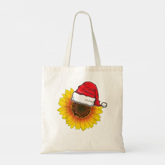 Funny Sunflower Lover Santa Hat kerstcadeau Tote Bag (Achterkant)