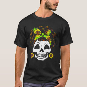 Funny Sunflower Lovers Skeleton Skull Lover Hallow T-shirt