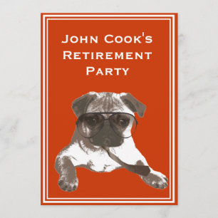 Funny Sunglazen Pug Retirement Party Invitation Kaart