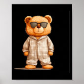 Funny Sungles Teddy Bear In Pajama Costume Design Poster (Voorkant)