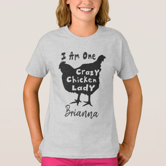 Funny Super Cute Crazy Chicken Lady Gepersonalisee T-shirt (Voorkant)