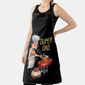 Funny Super Dad Cookout Illustratie Black Schort (Insitu)