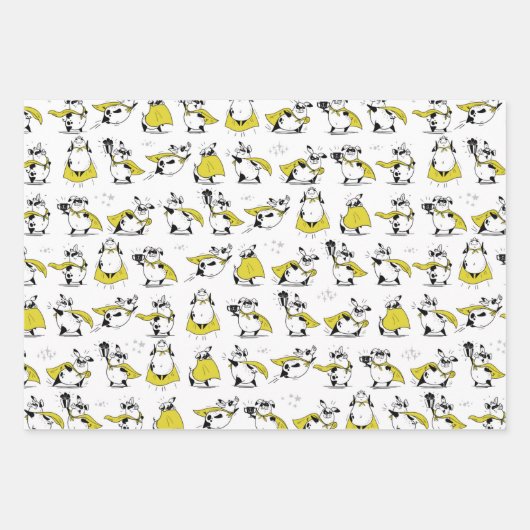 Funny Superheld Pig Wrapping Paper Set van 3 (Voorkant)