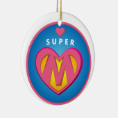 Funny Superheld Superwoman Membleem Keramisch Ornament (Rechts)