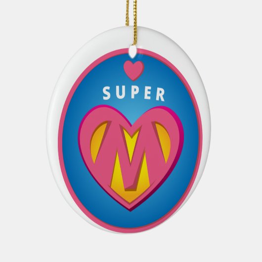 Funny Superheld Superwoman Membleem Keramisch Ornament (Rechts)