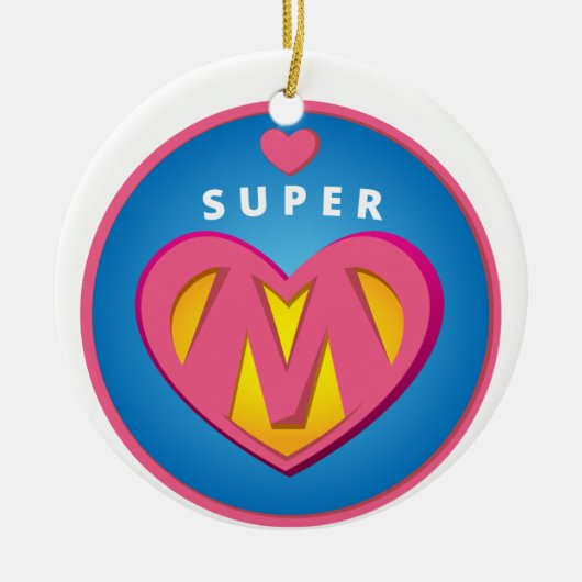 Funny Superheld Superwoman Membleem Keramisch Ornament (Voorkant)