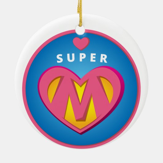 Funny Superheld Superwoman Membleem Keramisch Ornament (Achterkant)
