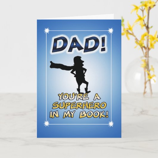 Funny Superheld Vaderdag Kaart (Gele Bloem)