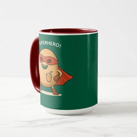 Funny Superhero Potato Cartoon Graphic Combo Mug Mok (Voorkant links)