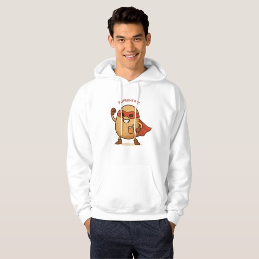 Funny Superhero Potato Cartoon Pullover Hoodie (Voorkant volledig)