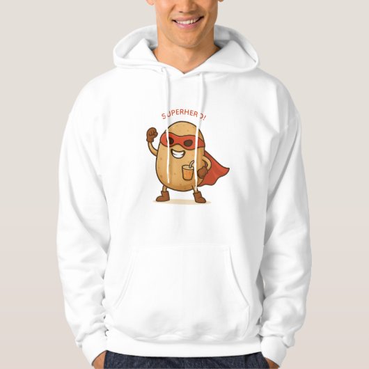 Funny Superhero Potato Cartoon Pullover Hoodie (Voorkant)