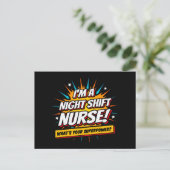 Funny Superpower Night Shift Verpleegster Waarderi Briefkaart (Staand voorkant)