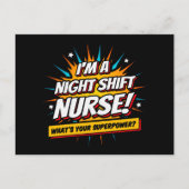 Funny Superpower Night Shift Verpleegster Waarderi Briefkaart (Voorkant)
