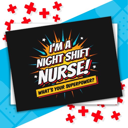 Funny Superpower Night Shift Verpleegster Waarderi Briefkaart