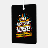 Funny Superpower Night Shift Verpleegster Waarderi Metalen Ornament (Voorkant links)