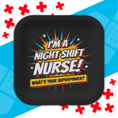 Funny Superpower Night Shift Verpleegster Waarderi Papieren Bordje