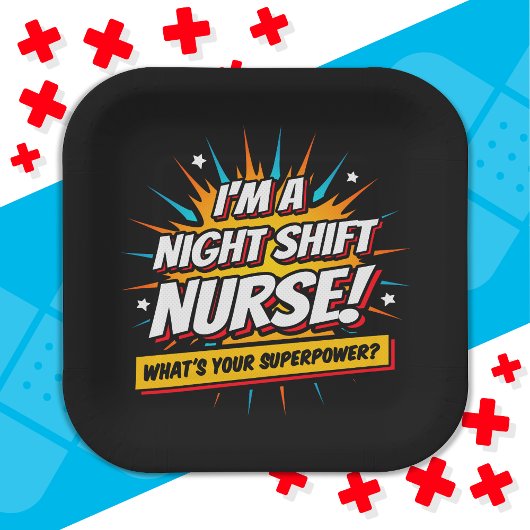 Funny Superpower Night Shift Verpleegster Waarderi Papieren Bordje