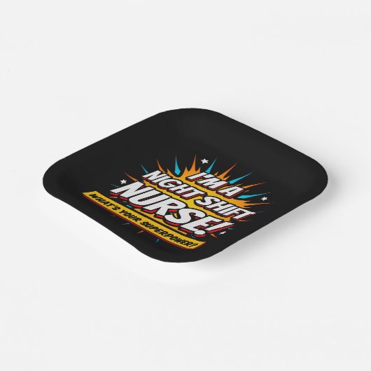 Funny Superpower Night Shift Verpleegster Waarderi Papieren Bordje (Gebogen)