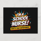 Funny Superpower School Verpleegkundige Waardering Briefkaart (Voorkant)