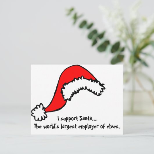 Funny Support Santa Feestdagenkaart (Staand voorkant)