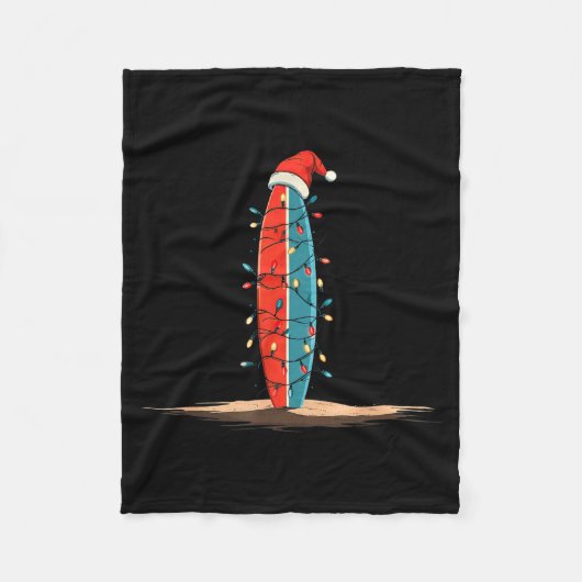 Funny Surf Christmas Lights Lover Surfboard Surfin Fleece Deken (Voorkant)