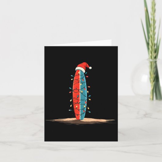 Funny Surf Christmas Lights Lover Surfboard Surfin Kaart (Voorkant)