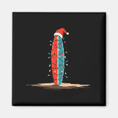 Funny Surf Christmas Lights Lover Surfboard Surfin Magneet (Voorkant)