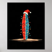 Funny Surf Christmas Lights Lover Surfboard Surfin Poster (Voorkant)