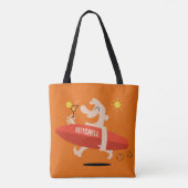 Funny Surfer met Cocktail aangepaste naamzakken Tote Bag (Achterkant)
